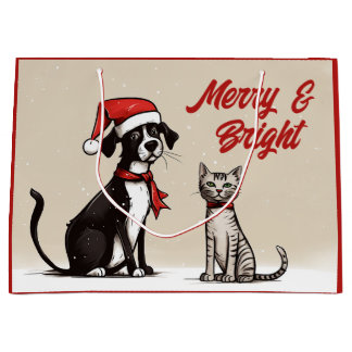 Cute Santa Hund och Cat Merry och Bright jul