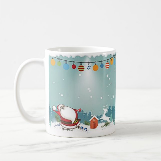 Cute Santa i Snö jultomten Helgdag Kaffemugg (Vänster)