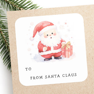 Cute Santa illustration till från presentdekal för Fyrkantigt Klistermärke