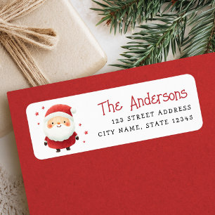 Cute Santa-illustrationen Juldagen returadress Etikett