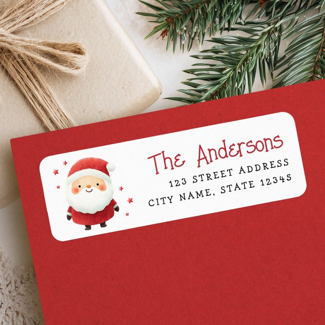Cute Santa-illustrationen Juldagen returadress Etikett (Cute Santa illustration Christmas return address Label)