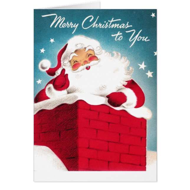 Cute Santa in a Skorsten Hälsningskort (Framsidan)