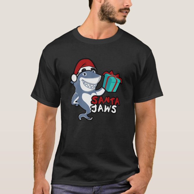 Cute Santa Jaws Family jul Pajamas Funny Sha T Shirt (Framsida)