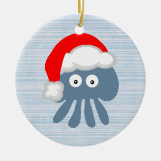 Cute Santa Jellyfish Julgransprydnad Keramik