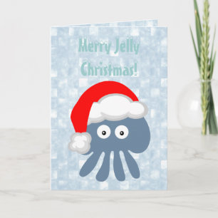 Cute Santa Jellyfish Merry Jelly jul Helgkort