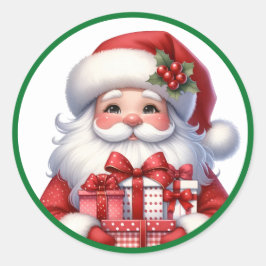 Cute Santa-julen med gåvor Runt Klistermärke