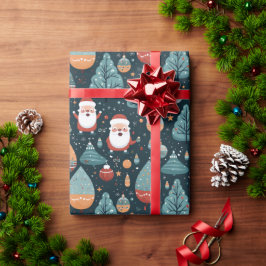 Cute Santa Julgran Ornament Ribbon Snö Presentpapper