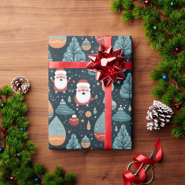 Cute Santa Julgran Ornament Ribbon Snö Presentpapper (Julgåva)