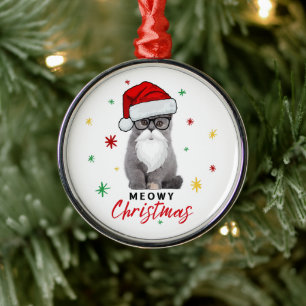 Cute Santa Kitten Meowy jul Julgransprydnad Metall