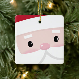 Cute Santa Klaus Ansikte Julgransprydnad Keramik