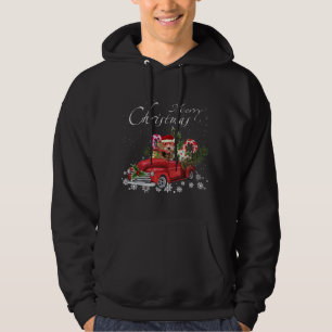 Cute Santa Labradoodle Riding Red Lastbil Merry Ch Hoodie