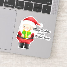 Cute Santa med Gift Vinyl-klistermärke