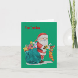 Cute Santa med leksak och presenter i sack christm Helgkort