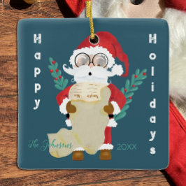 Cute Santa med Mörk blått julklapp Julgransprydnad Keramik