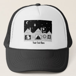 Cute Santa med säck på svart och vitt från tak Truckerkeps