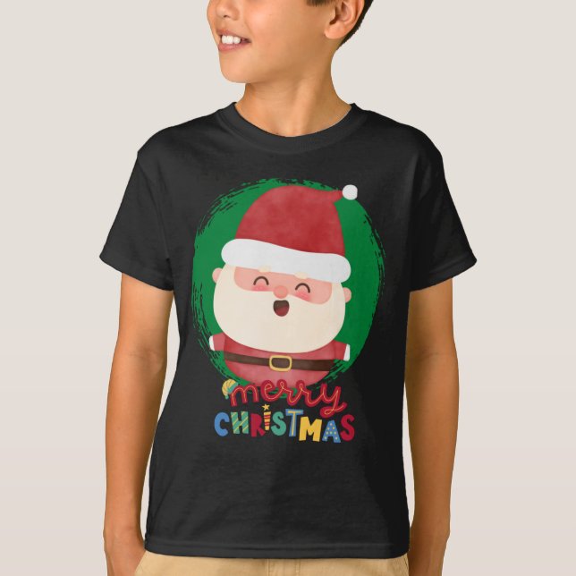 Cute Santa ,Merry Christmas T Shirt (Framsida)