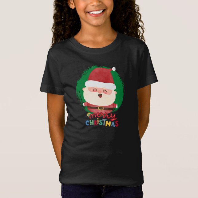 Cute Santa,Merry Christmas T Shirt (Framsida)