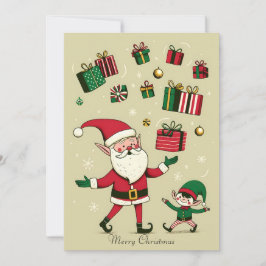 Cute Santa och Elf Personlig jul Julkort
