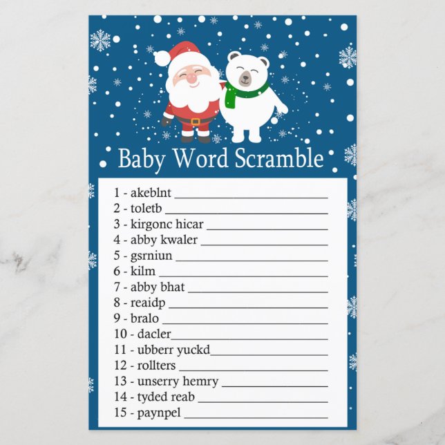 Cute Santa och polar har Baby ord-grindspel (Framsida)