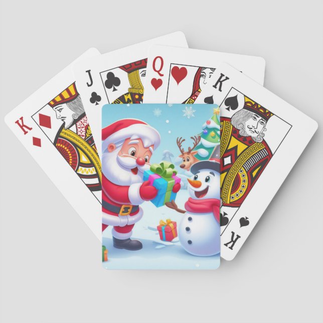 Cute Santa och Snögubbe Casinokort (Baksidan)