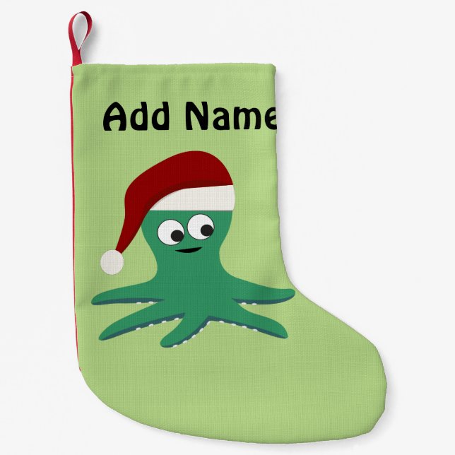 Cute Santa Octopus Liten Julstrumpa (Framsidan)