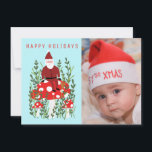 Cute Santa on Shroom ANPASSNINGSBAR PHOTO-julkort Kort<br><div class="desc">Hoppas du gillar den här helgdag. Lägg till egna foton och text längst fram genom att klicka på "Anpassa den här mallen". Lägg även till text på baksidan och ändra färgen för bakgrunden. Kolla min butik för mer passande föremål som klistermärken, kort, mugg, handdukar, pappra och andra helgdag. Tack för...</div>