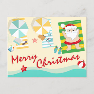 Cute Santa på Beach God jul Helg Vykort