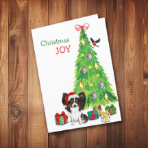 Cute Santa Papillon Hund och Julgran