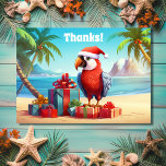 Cute Santa Parrot Tropical Beach-jul Tack Kort<br><div class="desc">Jul - tack för ditt kort - den tropiska persikoblocket i Cute Santa Parrot</div>