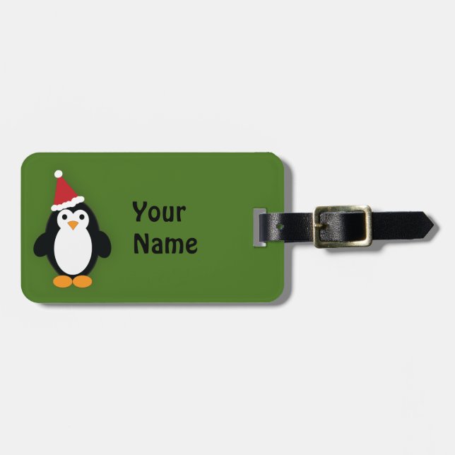 Cute Santa Penguin Bagagebricka (Horisontell Framsida)