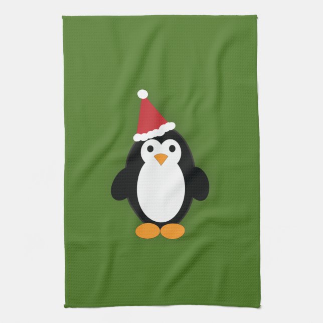 Cute Santa Penguin Kökshandduk (Vertikal)