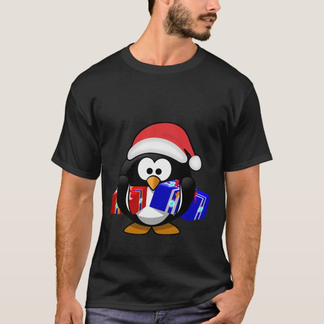Cute Santa Penguin med gåvor Tröja (Framsida)