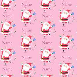 Cute Santa Personalize Namn Rosa Presentpapper