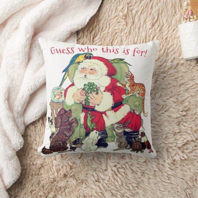 Cute Santa Pet Hund Cat Bird Present Gift Kudde (Filt)