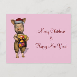 Cute Santa Piggie visar anpassningsbar bild Helg Vykort