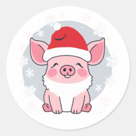 Cute Santa Piglet, Helgdag Piggie Runt Klistermärke