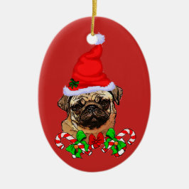 Cute Santa Pug Älskare jul Julgransprydnad Keramik