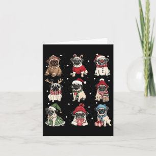Cute Santa Pug Funny Julafton Ljus Hundar Älskare Kort
