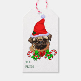 Cute Santa Pug-jul Presentetikett