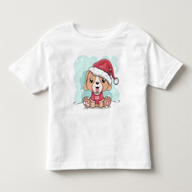 Cute Santa Puppy T Shirt (Framsida)