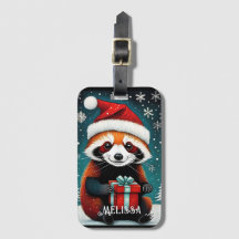 Cute Santa Red Panda Snowy Winter jul