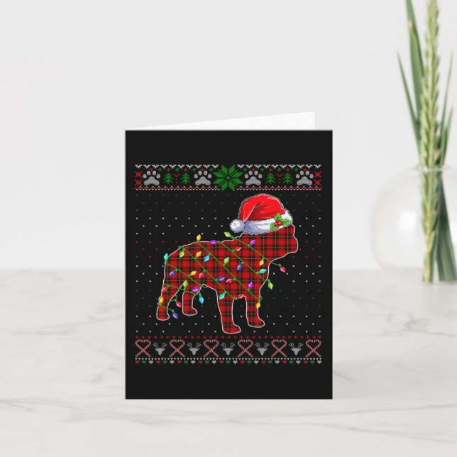 Cute Santa Red Play Fransk Bulldog Light Ugly Xma Kort (Framsida)