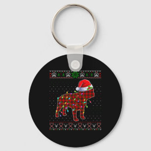 Cute Santa Red Play Fransk Bulldog Light Ugly Xma Nyckelring