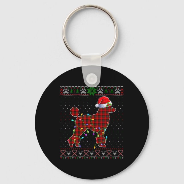 Cute Santa Red Play Pudel Light Ugly jul Nyckelring (Framsida)