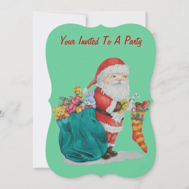 Cute Santa, redo för christmas Inbjudningar (Framsida)