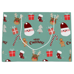 Cute Santa Reindeer Candy cane Gingerbröd Mönster