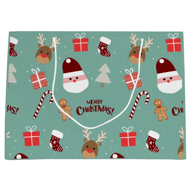 Cute Santa Reindeer Candy cane Gingerbröd Mönster (Framsidan)