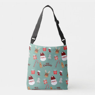 Cute Santa Reindeer Candy cane Gingerbröd Mönster Axelväska