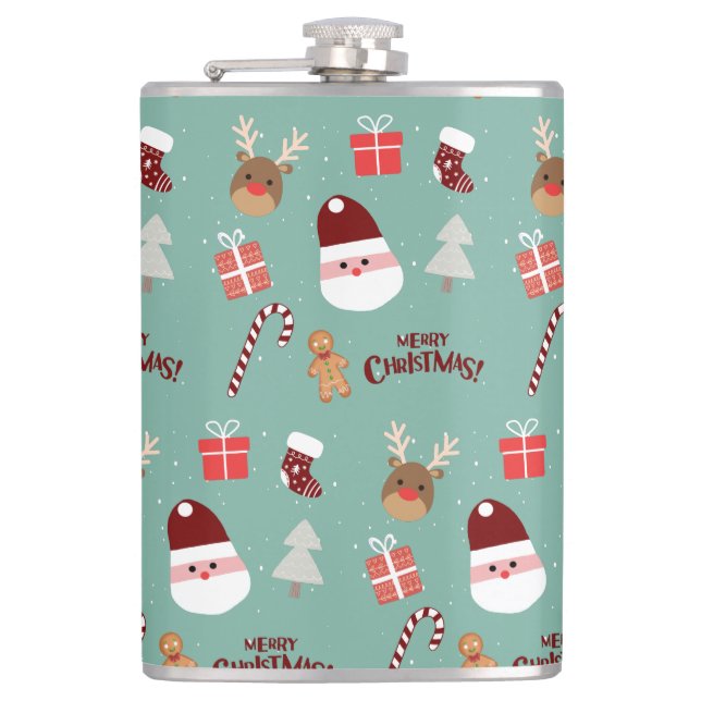 Cute Santa Reindeer Candy cane Gingerbröd Mönster Fickplunta (Framsidan)