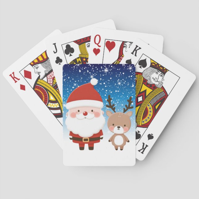 Cute Santa & Reindeer Casinokort (Baksidan)